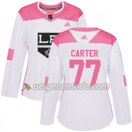Dame Eishockey Los Angeles Kings Trikot Jeff Carter 77 Adidas 2017-2018 Weiß Pink Fashion Authentic